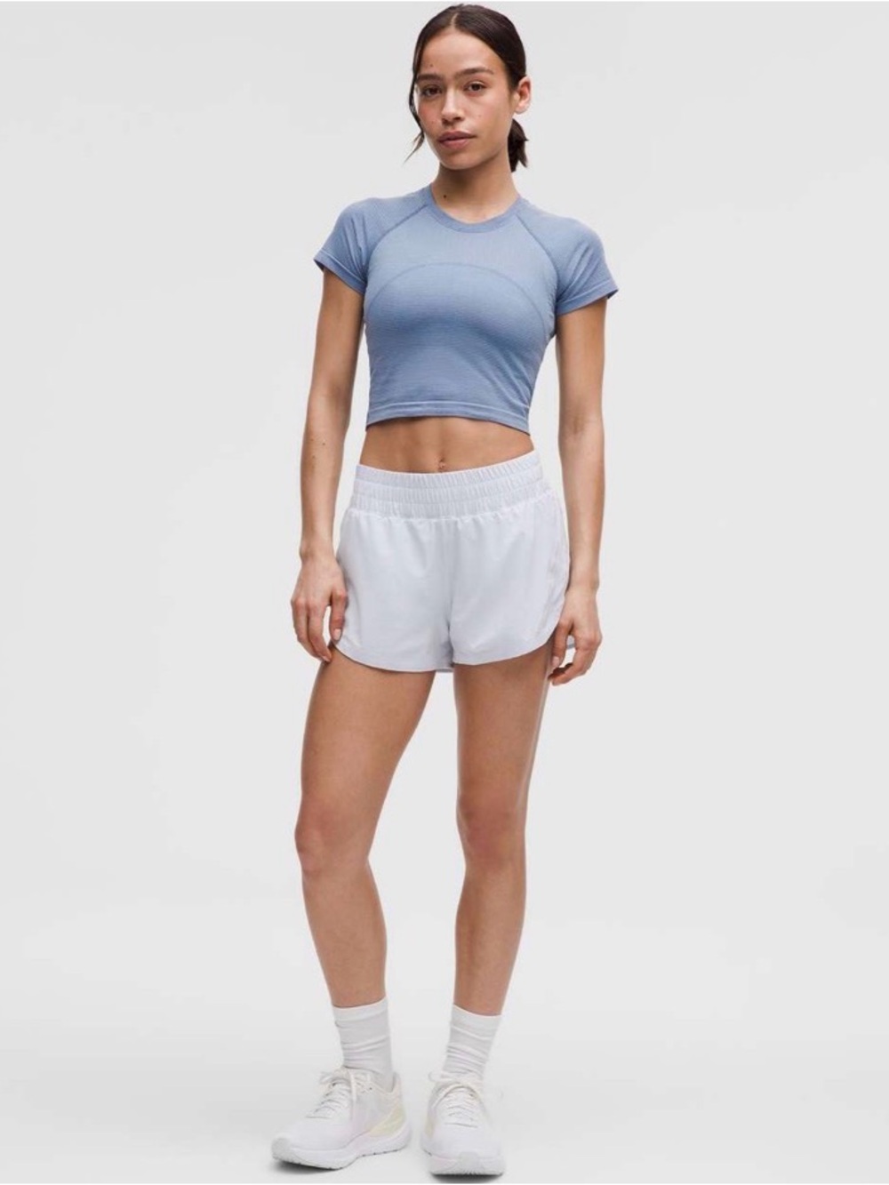 Lululemon Track That High-Rise Lined Short 3" in Starch Blue